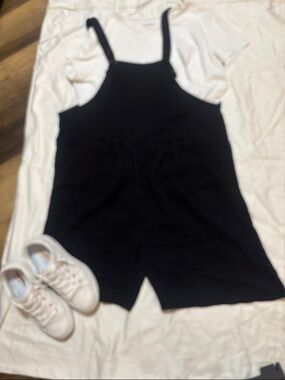 Black Short Romper Overalls